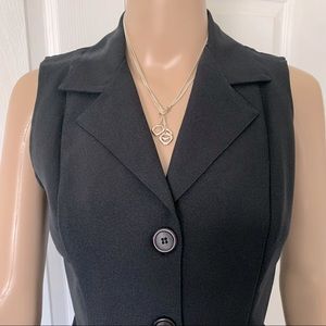 Black Tailored Lightweight Buttoned Down Top-Great with slacks or jeans